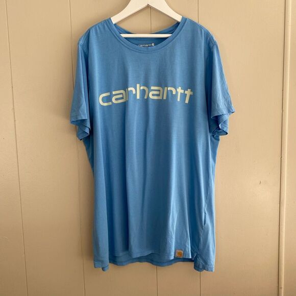 Carhartt Blue Logo Graphic Tee | Relaxed Fit Short Sleeve T-Shirt Size 1X (16W–1 - Picture 1 of 6